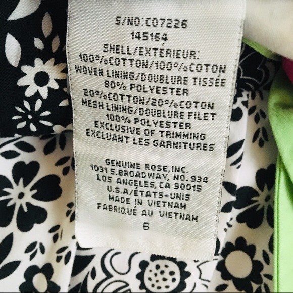 Jona Michelle Dress Girls Size 6 Black & White Capped Sleeve Floral Print Church - Picture 5 of 9